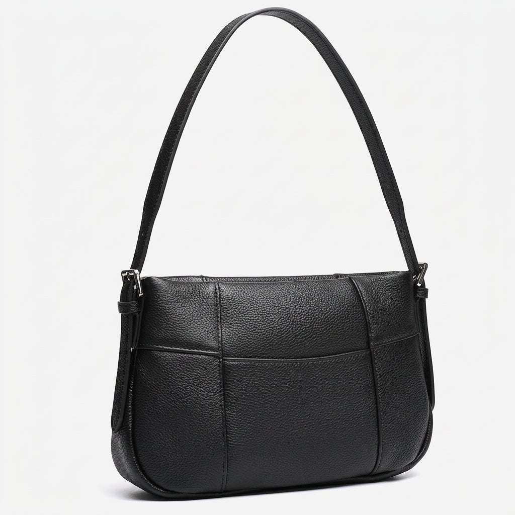 Effortless Genuine Leather Quilted Hobo Clutch Bag