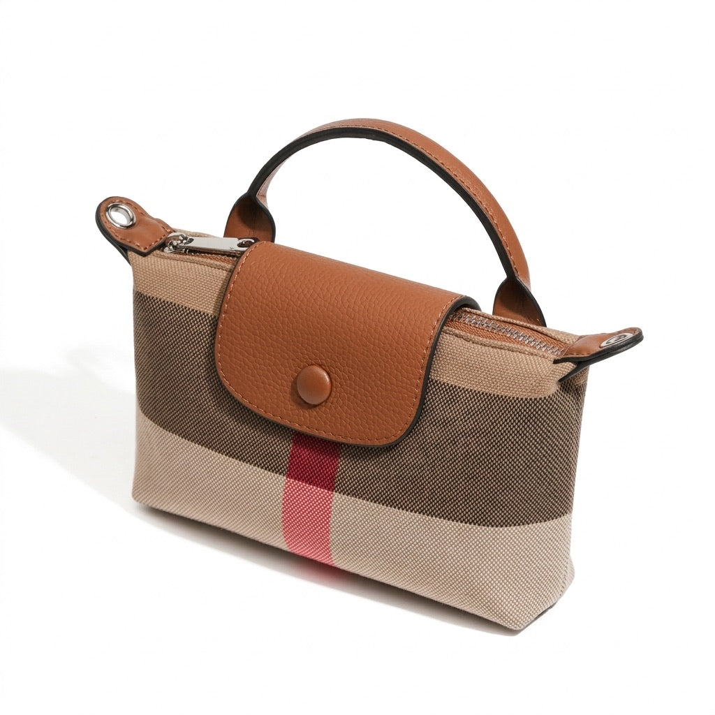 Pochette classica a tracolla in tela intrecciata a quadri britannici