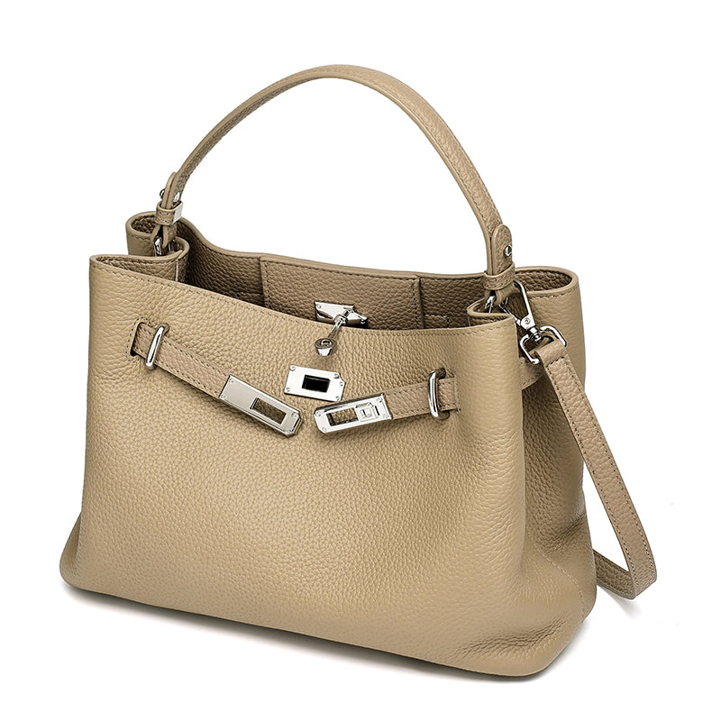 Sleek Genuine Leather Satchel Clutch Bag