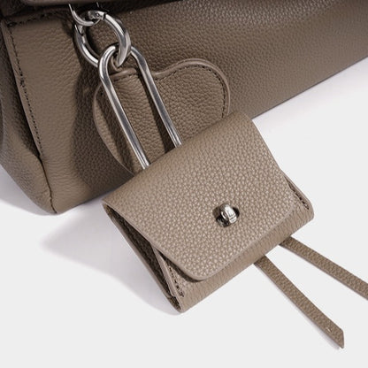 Mellow Pebbled Genuine Leather Flap Clutch Bag with Coin Pouch