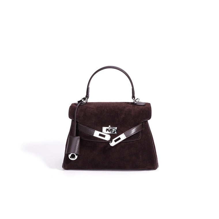 Retro Suede Genuine Leather Kelly Clutch Bag