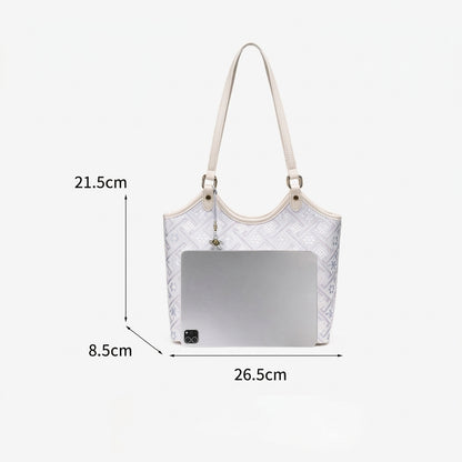 Refined Brocade Vegan Eco-Leather Tote Clutch Bag with Intricate Tassel Charm