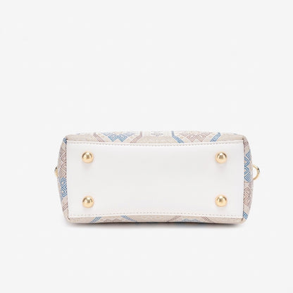 Noble Geometric Pattern Vegan Eco‑Leather Mini Tote Clutch Bag