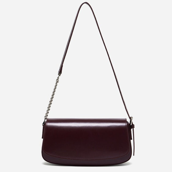 Minimalist Vintage Genuine Leather Baguette Saddle Bag