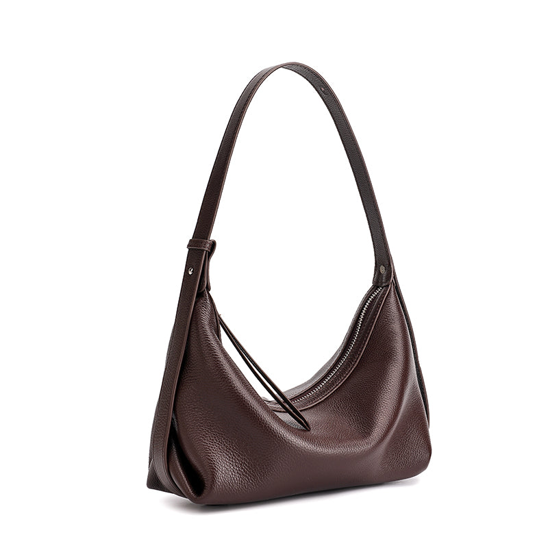 Legere, lässige Hobo-Clutch aus genarbtem echtem Leder  