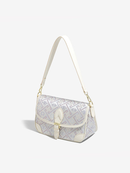 Vintage Jacquard Embroidery Vegan Eco-Leather Flap Clutch Bag