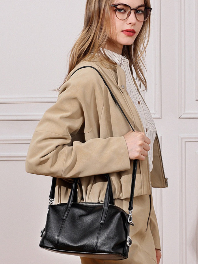 Supple Pebbled Texture Genuine Leather Pillow Clutch Bag