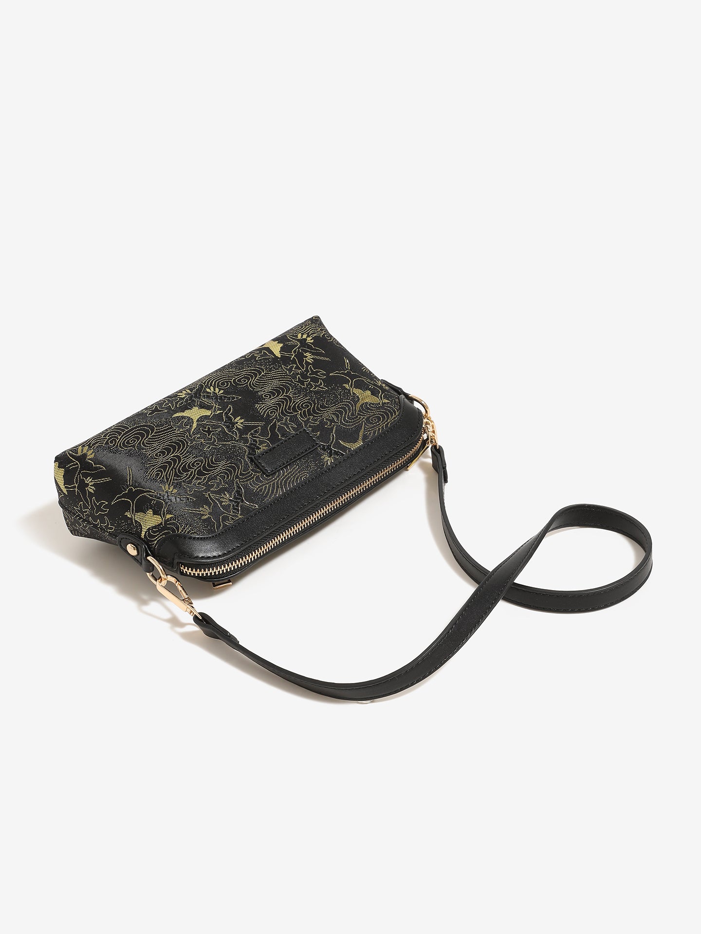Opulent Crane Pattern Vegan Eco-Leather Clutch Bag