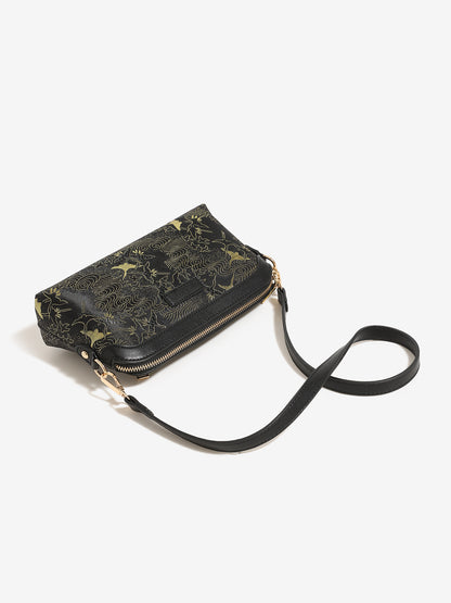 Opulent Crane Pattern Vegan Eco-Leather Clutch Bag