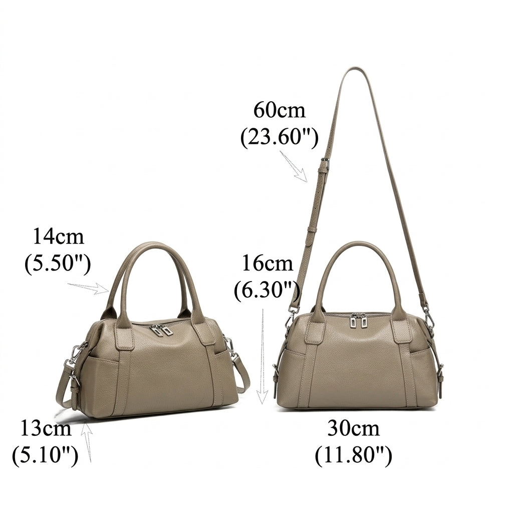 Effortless Genuine Leather Commuter Boston Clutch Bag