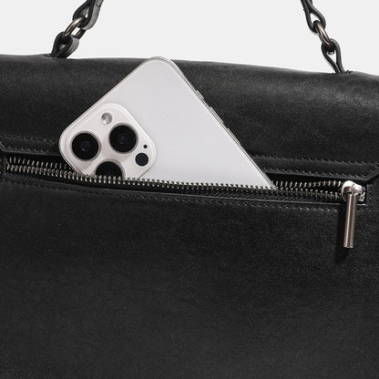 Retro Geometric Envelope Genuine Leather Messenger Clutch Bag