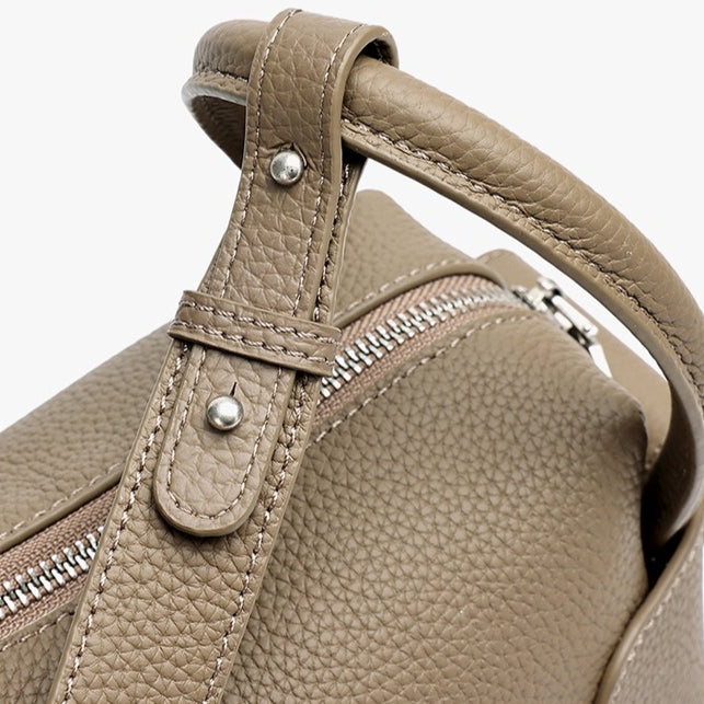 Architectural Pebbled Genuine Leather Boston Clutch Bag
