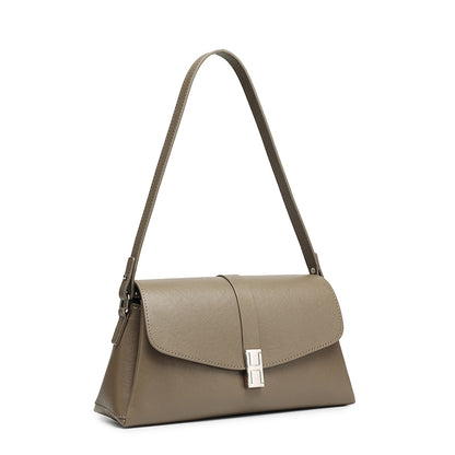 Borsa minimalista a spalla in vera pelle con fibbia H distintiva