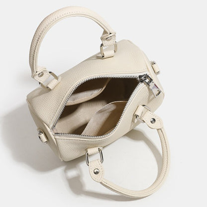 Retro Luxury Pebbled Genuine Leather Boston Clutch Bag