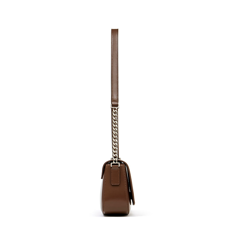 Minimalist Vintage Genuine Leather Baguette Saddle Bag