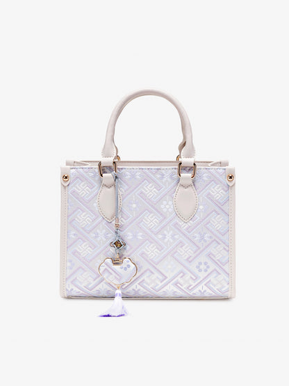 Exquisite Vegan Eco-Leather Mini Tote Clutch Bag with Elegant Tassel Charm