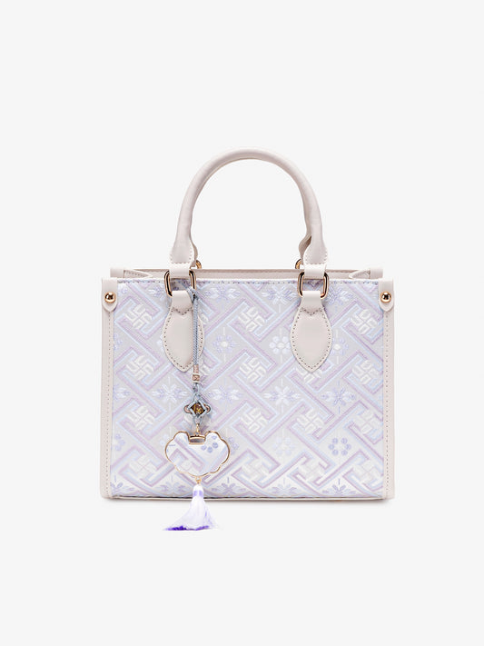 Exquisite Vegan Eco-Leather Mini Tote Clutch Bag with Elegant Tassel Charm