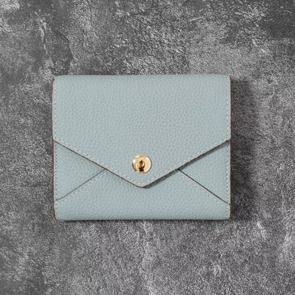 Envelope-Designed Genuine Leather Short Wallet