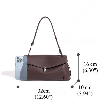 Muted Pebbled Genuine Leather Flap Clutch Bag