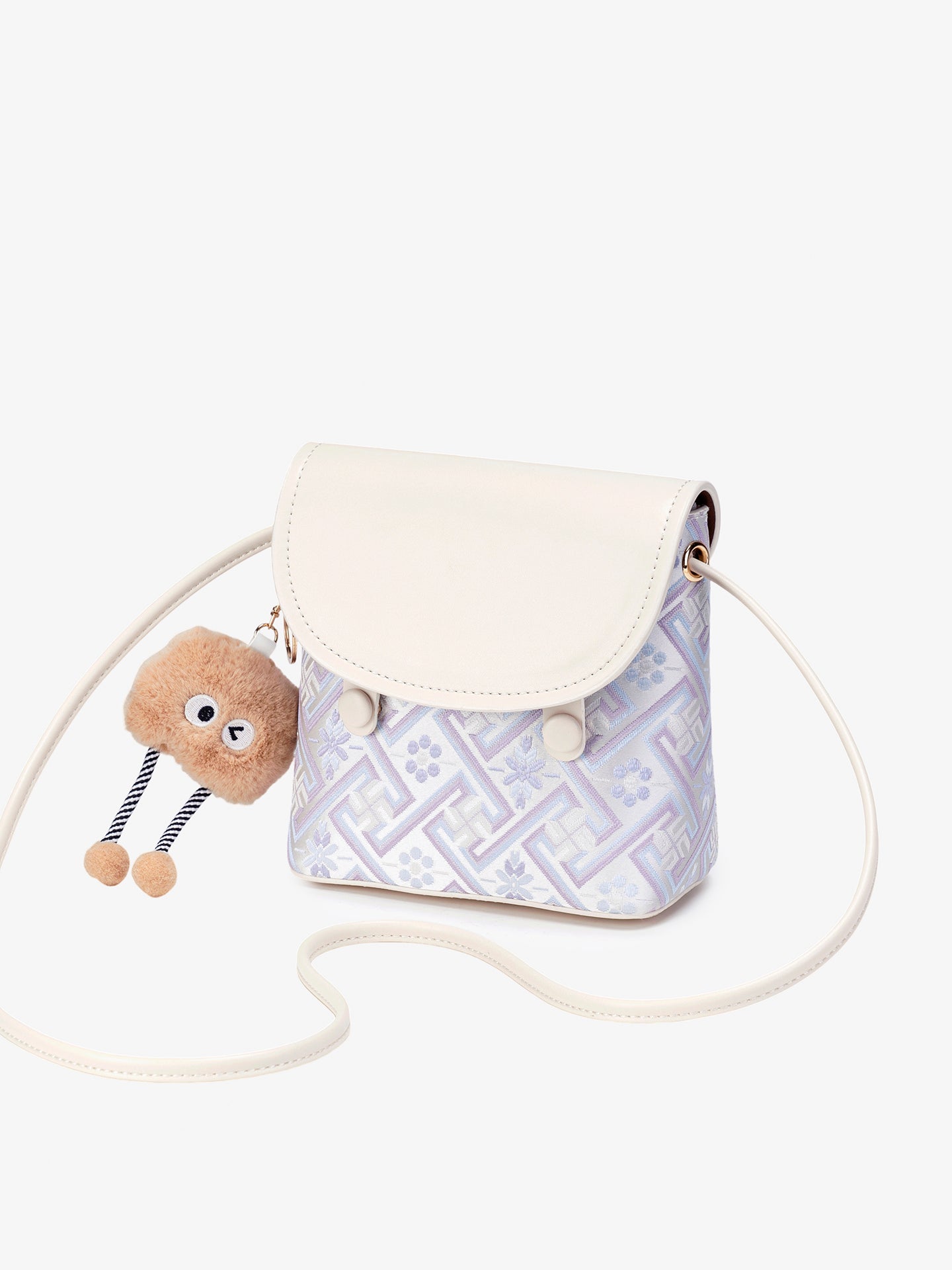Refined Vegan Eco-Leather Mini Crossbody Bag with Lovely Charm