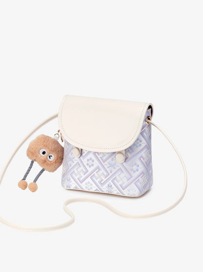 Refined Vegan Eco-Leather Mini Crossbody Bag with Lovely Charm