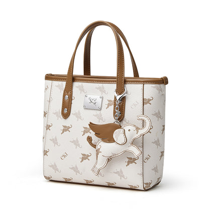 Borsa tote versatile a tracolla retrò con monogramma Flying Elephant e pendente