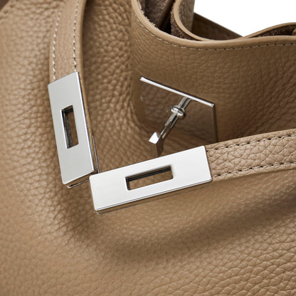 Borsa classica a secchiello chic in vera pelle per tutti i giorni, a tracolla