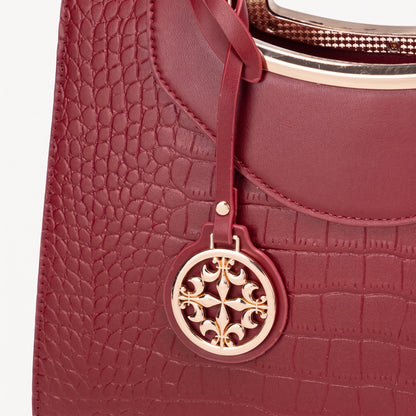 Stately Croc Vegan Eco-Leather Clutch Bag With Detachable Strap
