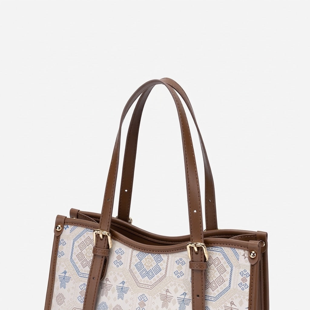Graceful Geometric Vegan Eco-Leather Tote Clutch Bag
