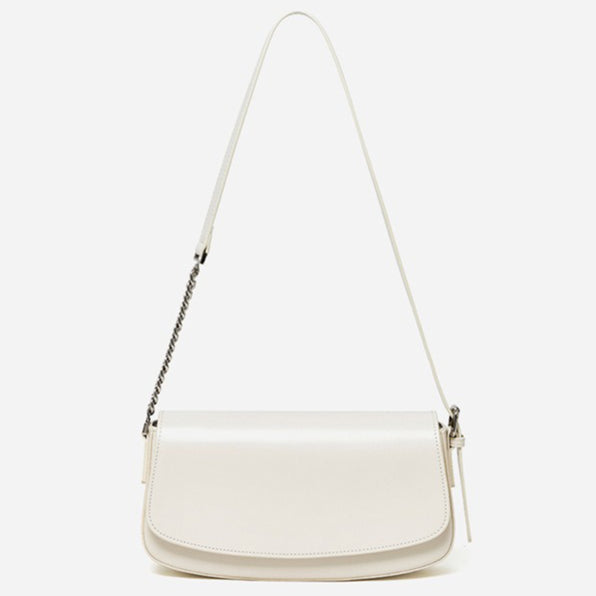Minimalist Vintage Genuine Leather Baguette Saddle Bag