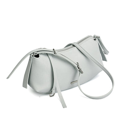 Elegant Genuine Leather Crescent Clutch Bag