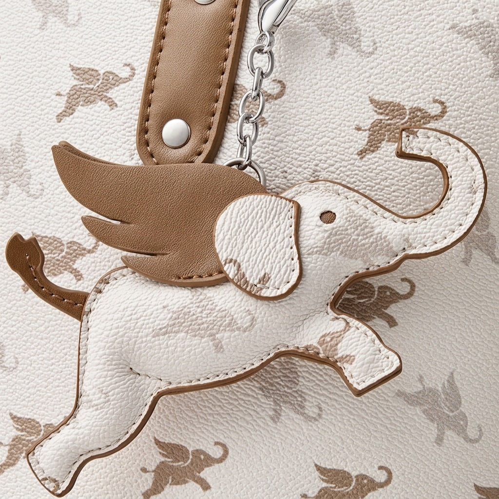 Ampia borsa a spalla tote di lusso vintage con monogramma Flying Elephant