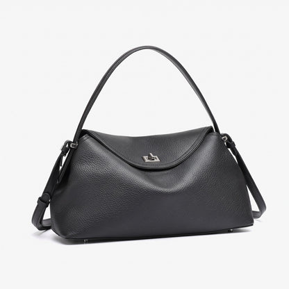 Slouchy Pebbled Genuine Leather Pillow Flip Clutch Bag