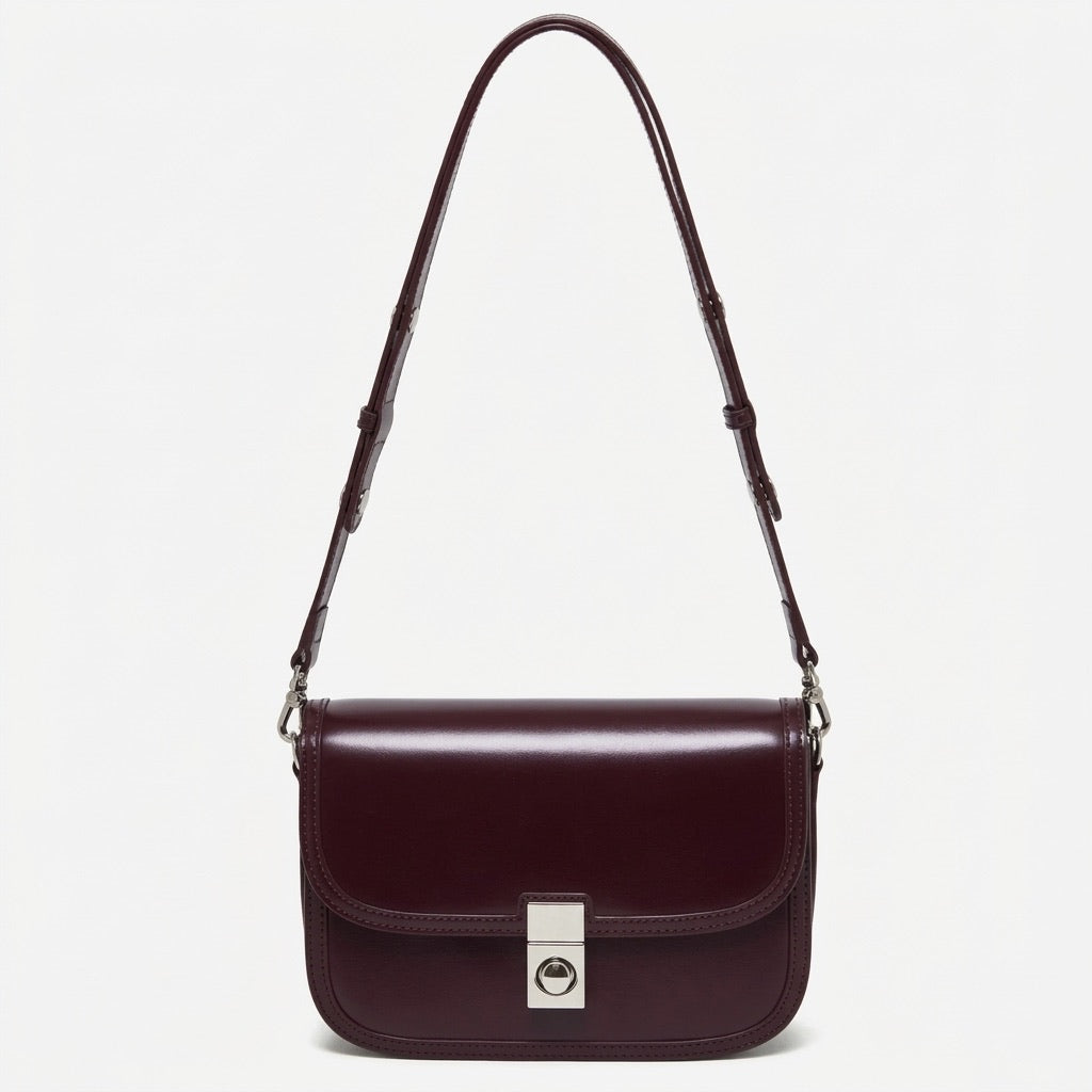 Borsa vintage a spalla e messenger in vera pelle liscia di vacchetta