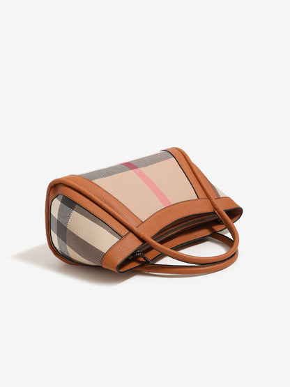 Sophisticated British Plaid Vegan Eco-Leather Tote Clutch Bag