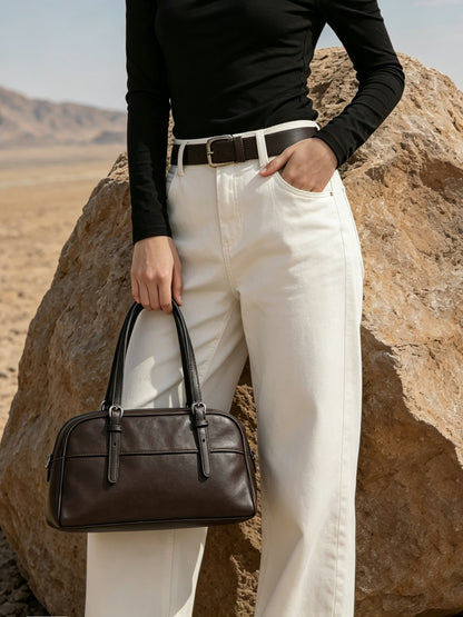 Mellow Rustic Genuine Leather Boston Clutch Bag