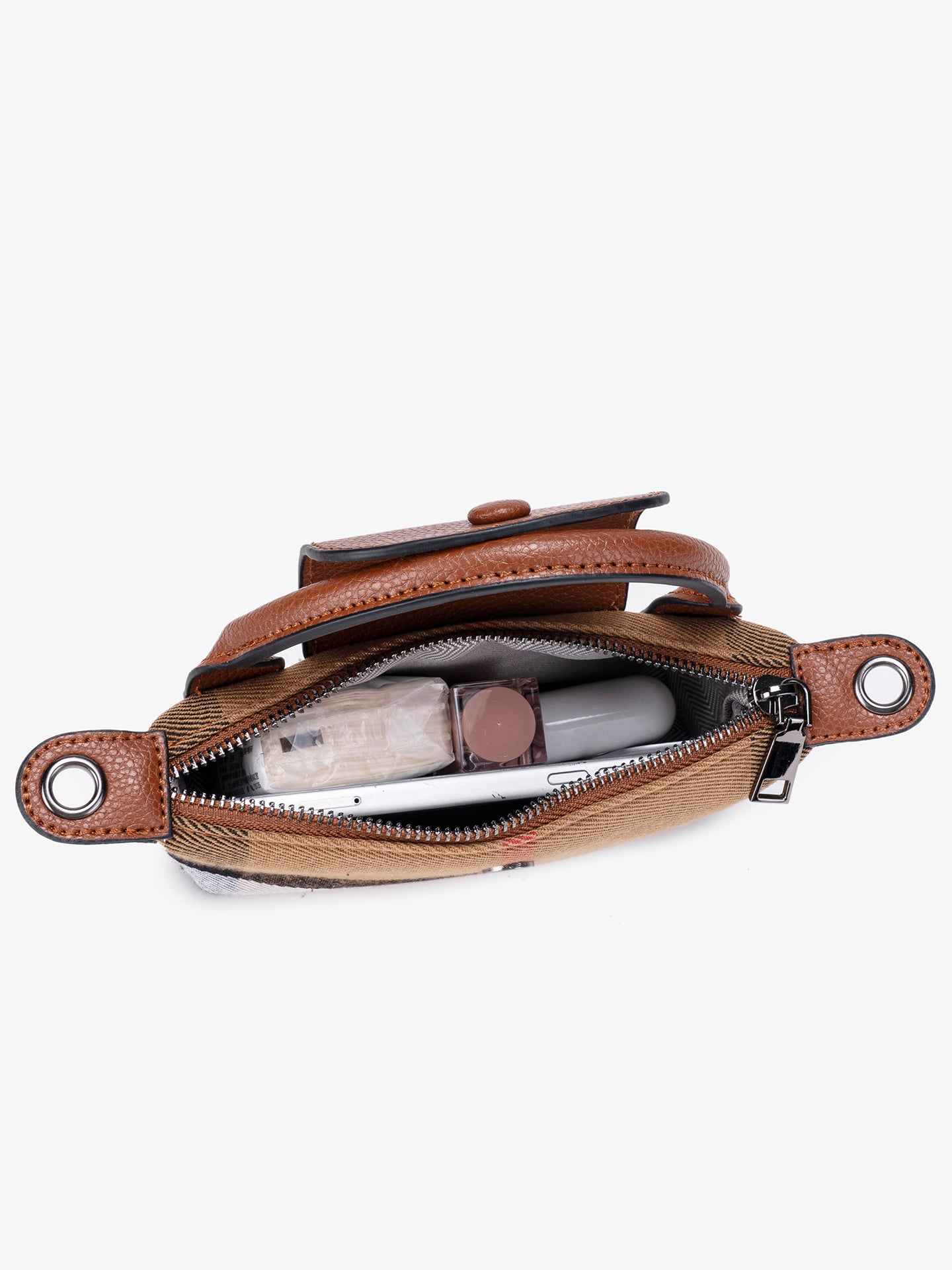 Vintage Plaid Vegan Eco-Leather Mini Clutch Bag