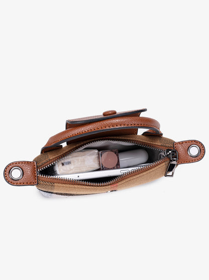 Vintage Plaid Vegan Eco-Leather Mini Clutch Bag