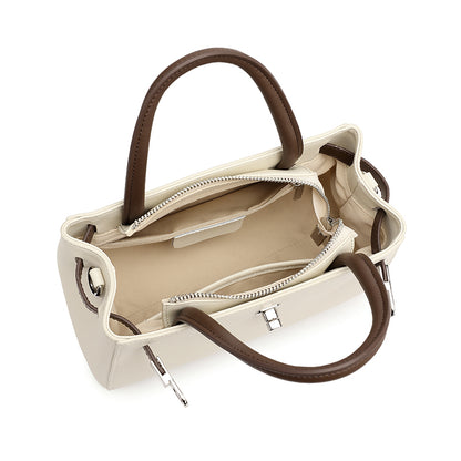 Elegante borsa Kelly a tracolla in vera pelle testurizzata