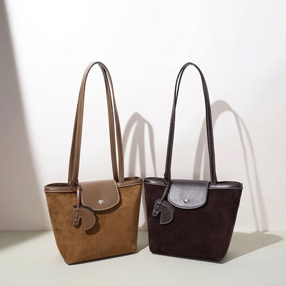 Urban Suede Genuine Leather Mini Tote Clutch Bag