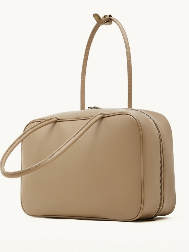 Women's Large Smooth Genuine Leather Bag - Versatile 2-Way Carry Office Work Tote