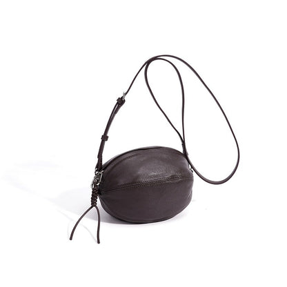 Modern Supple Genuine Sheepskin Leather Oval Rugby Clutch Bag