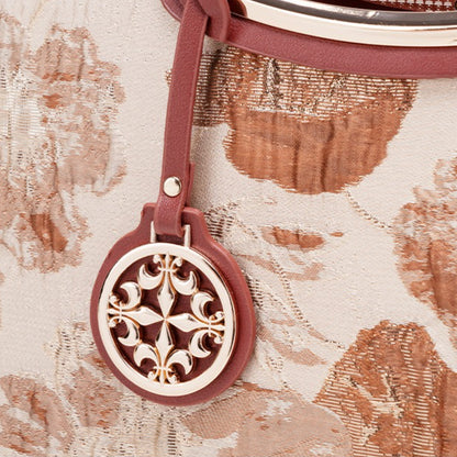 Romantic Floral Vegan Eco-Leather Tote Clutch Bag with Hollow Metal Charm
