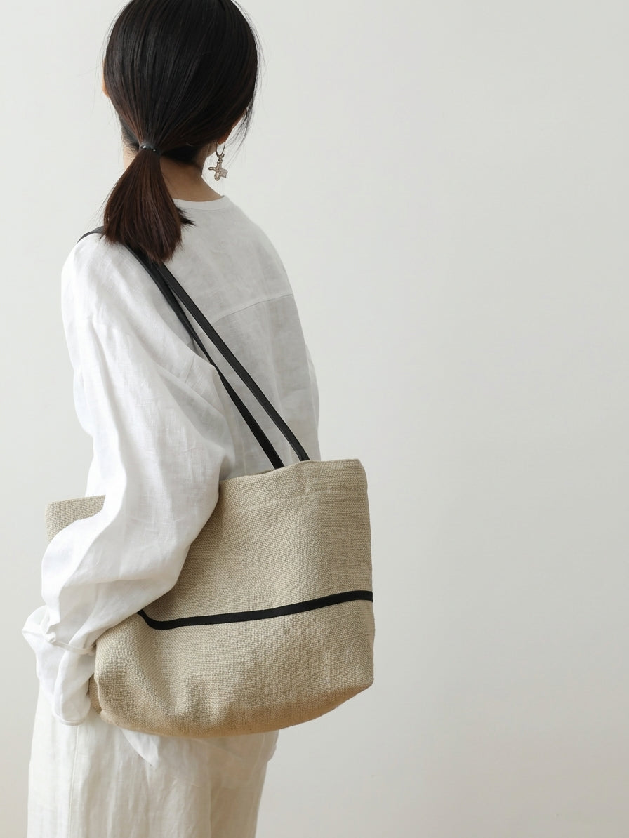 Geantă clutch tote minimalistă din in, cu design lejer