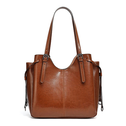 Classic Maillard Genuine Leather Large Capacity Tote Clutch Bag