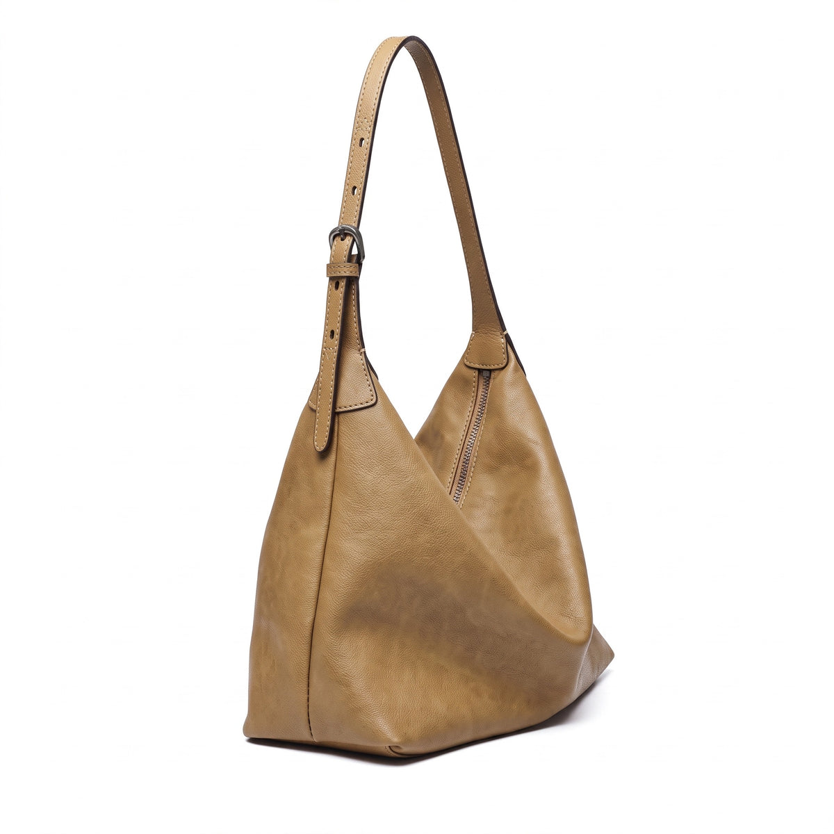 Supple Slouchy Genuine Leather Crescent Hobo Clutch Bag