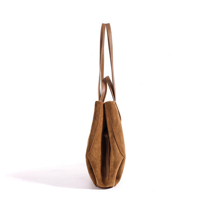 Geantă clutch tote vintage din piele întoarsă naturală, cu portmoneu pentru monede