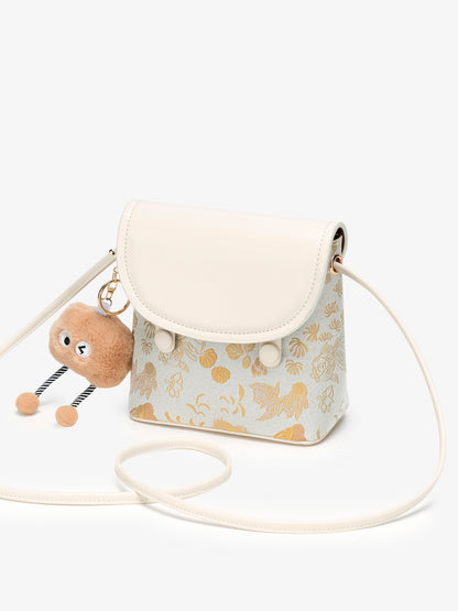 Exquisite Embroidered Vegan Eco-Leather Compact Flap Clutch Bag