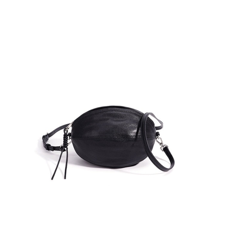 Modern Supple Genuine Sheepskin Leather Oval Rugby Clutch Bag