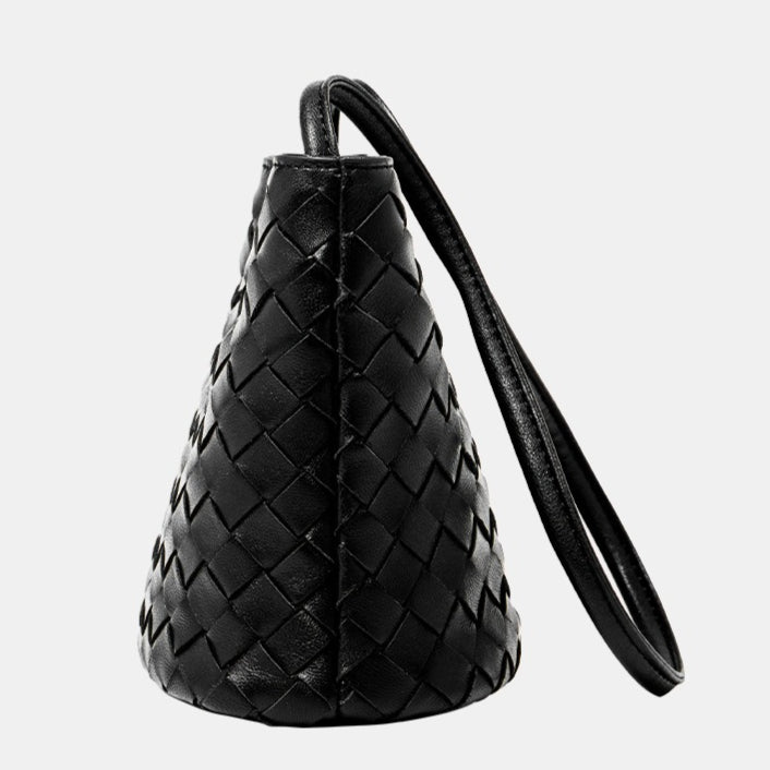 Handgefertigte gewebte Premium-weiche Echtleder-Schafsfell-Umhänge-Bucket Bag